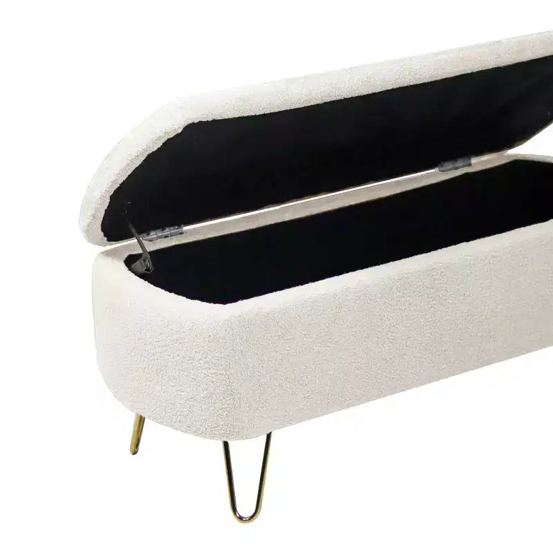 Banc ottoman de rangement moderne Zeus & Ruta avec pieds dorés pour le pied de lit