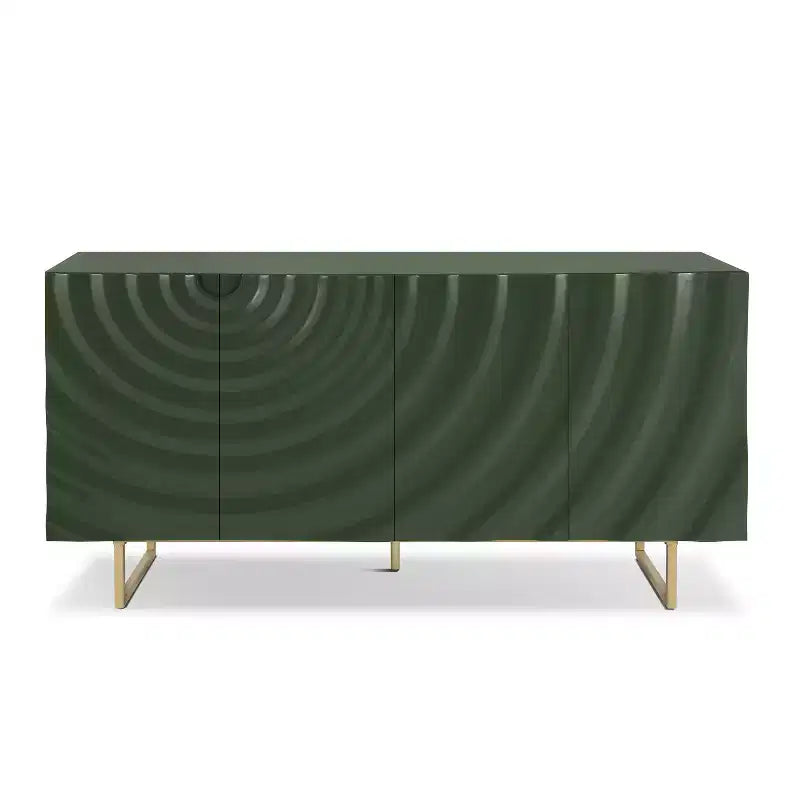 Christopher Knight Home Cheryiie Buffet moderne en bois et métal de 152 cm avec quatre portes ondulées goutte d'eau