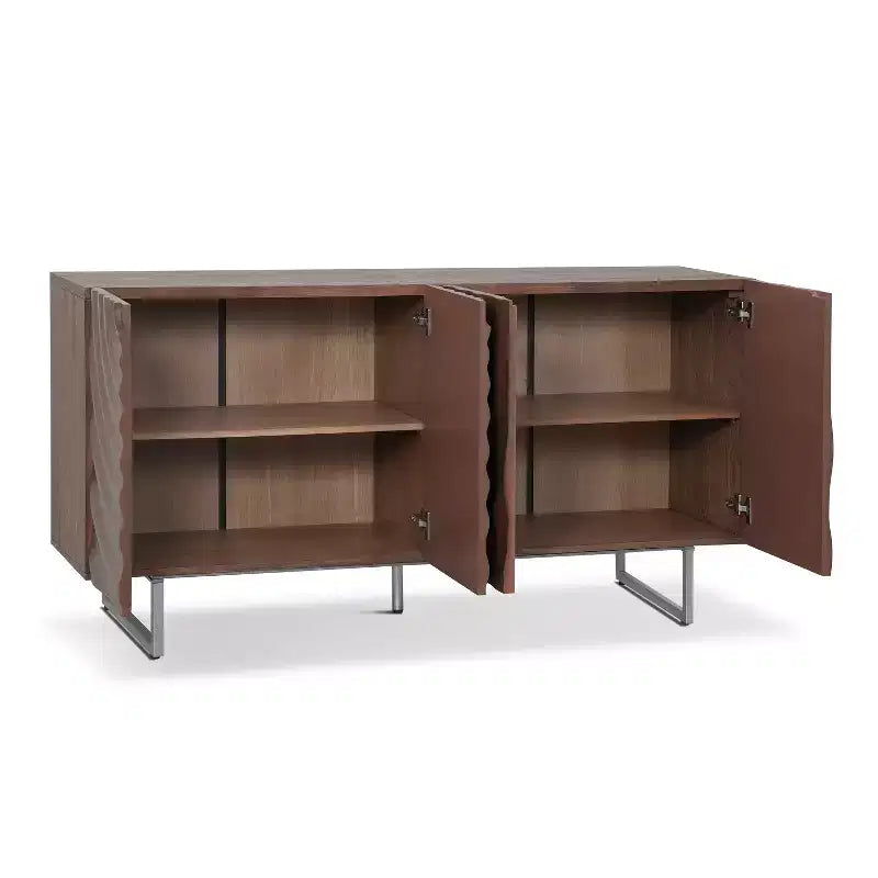Christopher Knight Home Cheryiie Buffet moderne en bois et métal de 152 cm avec quatre portes ondulées goutte d'eau