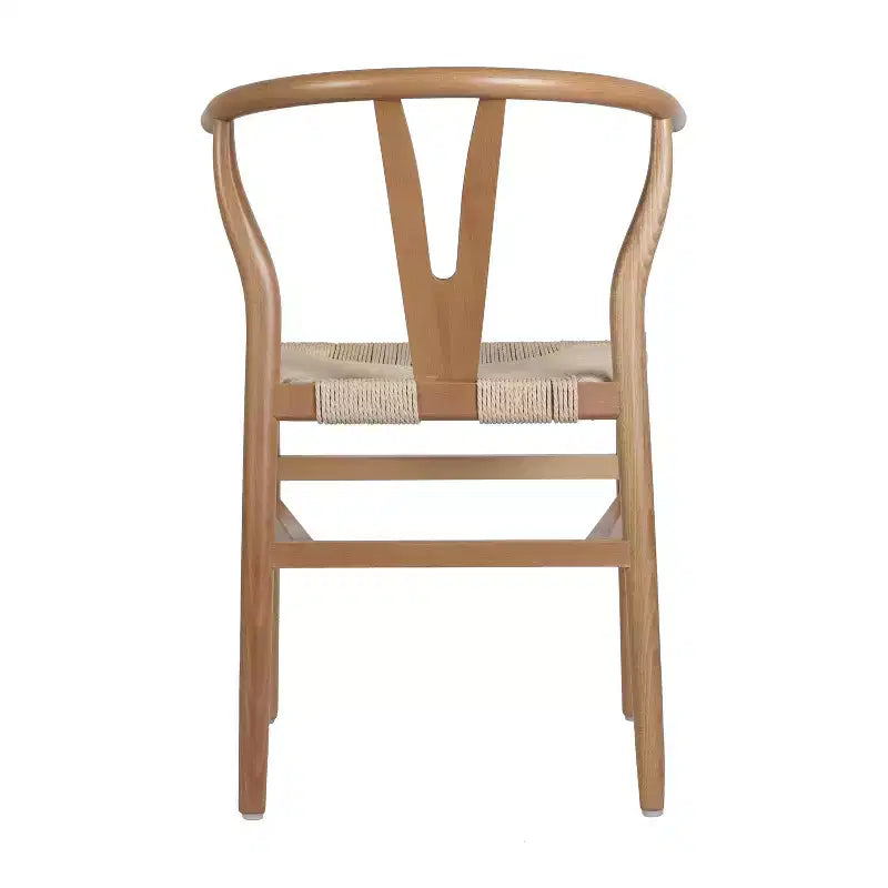 Merrick Lane Lot de 2 chaises de salle à manger empilables avec dossier en Y, cadres en bois massif, assises en corde en papier kraft tressé