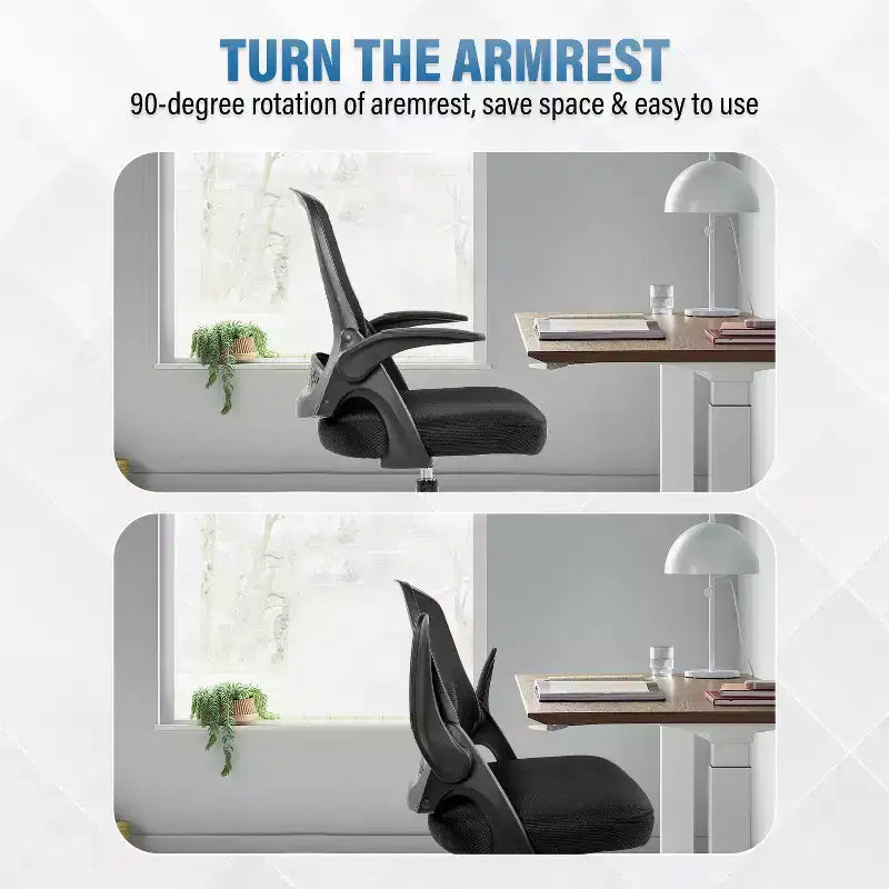 Chaise de bureau haute BestMassage avec dossier en maille respirante et soutien lombaire, noire
