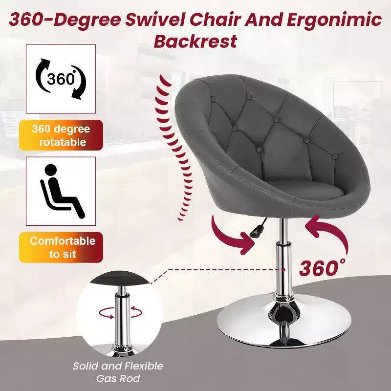 Chaise de Coiffeuse BestMassage Chaise de Maquillage Pivotante Moderne avec Hauteur Réglable Fauteuil d'Appoint