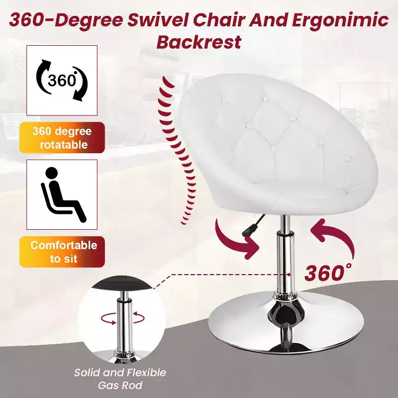 Chaise de Coiffeuse BestMassage Chaise de Maquillage Pivotante Moderne avec Hauteur Réglable Fauteuil d'Appoint