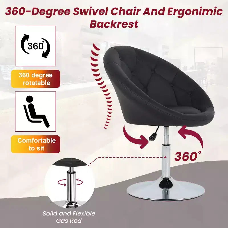 Chaise de Coiffeuse BestMassage Chaise de Maquillage Pivotante Moderne avec Hauteur Réglable Fauteuil d'Appoint