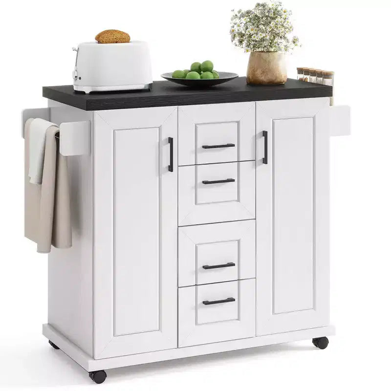 Costway Rolling Kitchen Island Cart on Wheels Mobile Serving Utility Trolley Cart