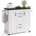 Costway Rolling Kitchen Island Cart on Wheels Mobile Serving Utility Trolley Cart