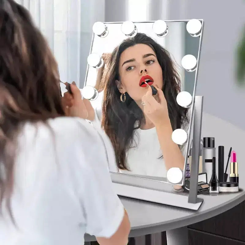 Miroir de courtoisie Slimoon Hollywood avec 12 lumières LED à intensité variable, blanc