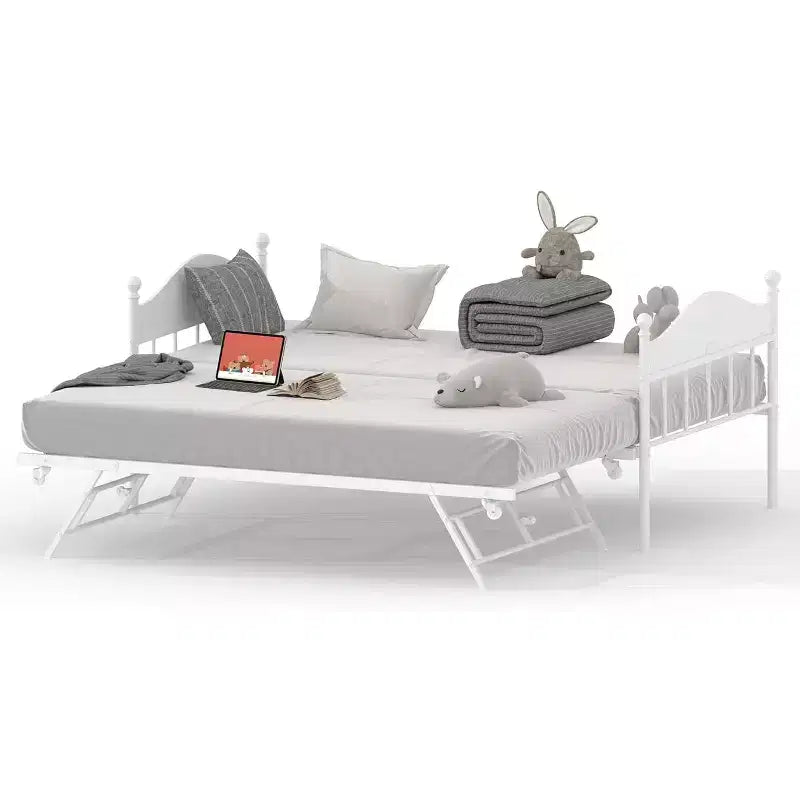 Lit de repos double avec lit gigogne - Cadre de canapé-lit élégant en métal, lit gigogne relevable, parfait pour n'importe quel espace