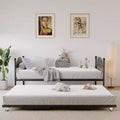 Twin Daybed with Trundle  Stylish Metal Sofa Bed Frame, Pop-Up Trundle, Perfect for Any Space