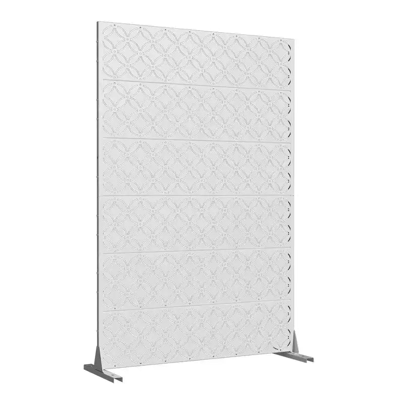 Jardinière en métal blanc Dovelina 72 H47W avec treillis pour brise-vue pour café, terrasse, jardin et balcons