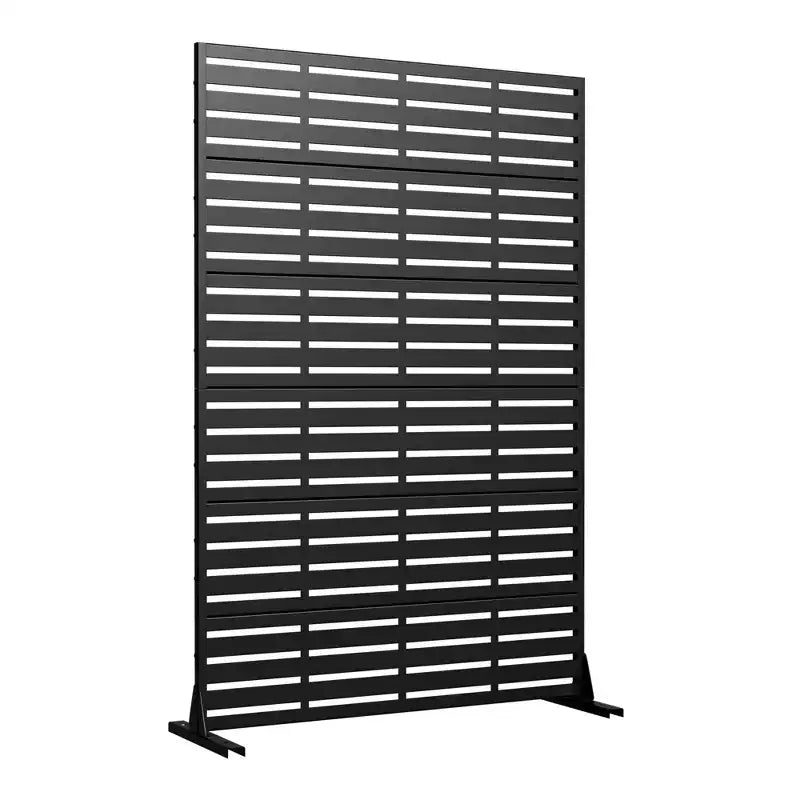 72 H47W Jardinière noire en métal Dovelina avec treillis brise-vue pour patio de café, jardin et balcons