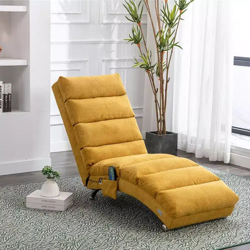 Linen Massage Chaise Lounge Indoor with Remote Control,Ergonomic Electric Massage Long Lounger with 5 Modes for Office