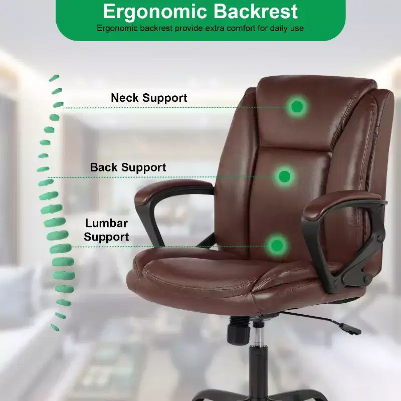 Chaise de bureau BestMassage Chaise de direction en cuir PU respirant avec roulettes