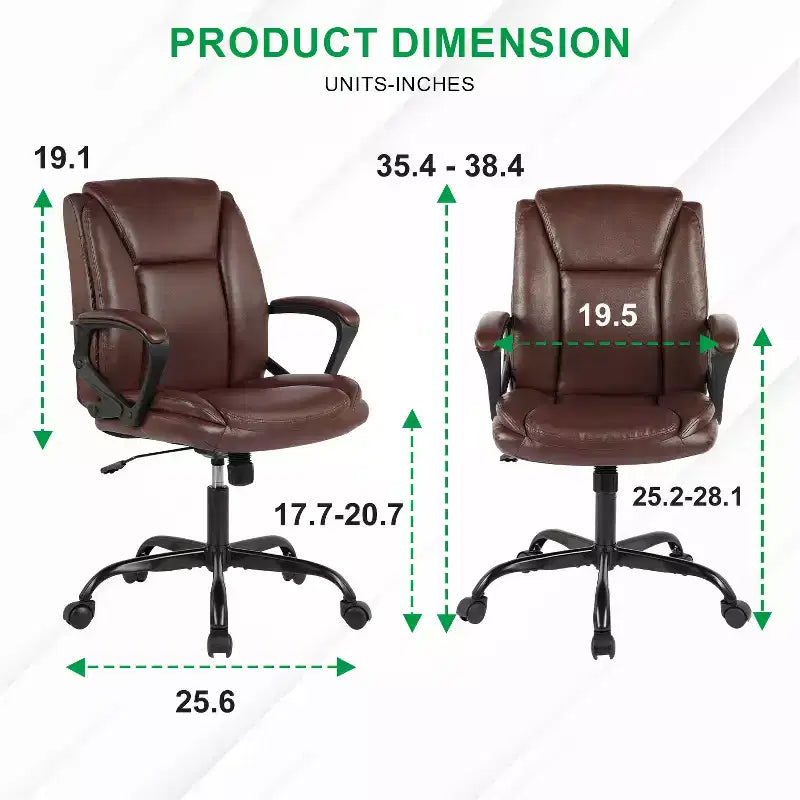 Chaise de bureau BestMassage Chaise de direction en cuir PU respirant avec roulettes