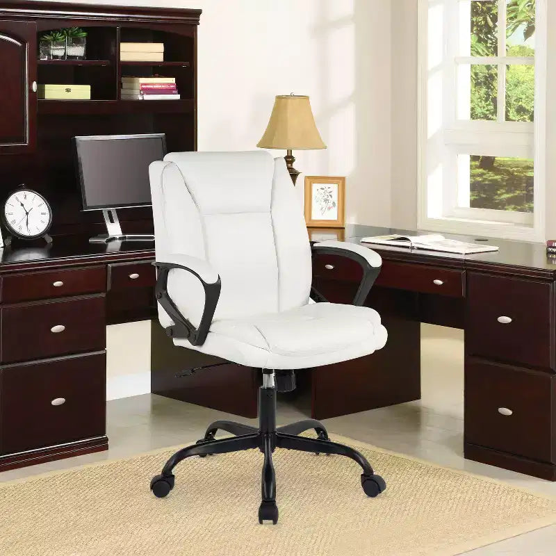 Chaise de bureau BestMassage Chaise de direction en cuir PU respirant avec roulettes