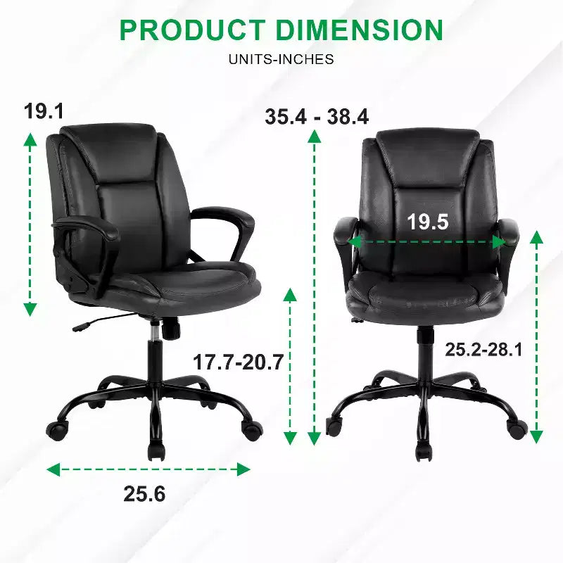 Chaise de bureau BestMassage Chaise de direction en cuir PU respirant avec roulettes
