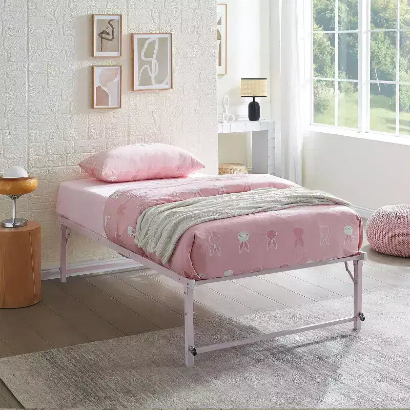 Cadre de lit gigogne escamotable en métal taille double avec roulettes de Kings Brand Furniture – Solution compacte robuste et élégante