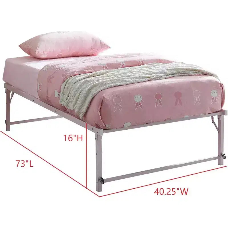 Cadre de lit gigogne escamotable en métal taille double avec roulettes de Kings Brand Furniture – Solution compacte robuste et élégante