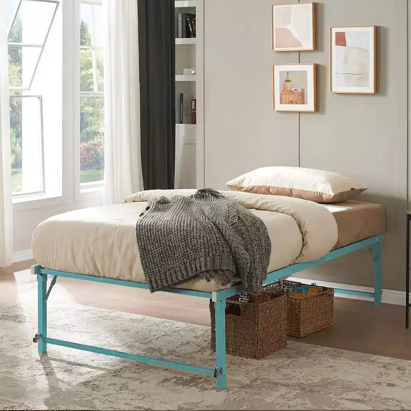 Cadre de lit gigogne escamotable en métal taille double avec roulettes de Kings Brand Furniture – Solution compacte robuste et élégante