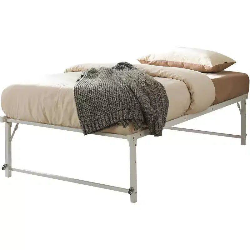 Cadre de lit gigogne escamotable en métal taille double avec roulettes de Kings Brand Furniture – Solution compacte robuste et élégante