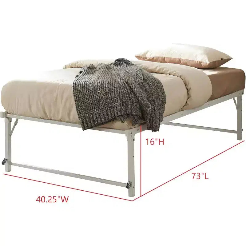 Cadre de lit gigogne escamotable en métal taille double avec roulettes de Kings Brand Furniture – Solution compacte robuste et élégante