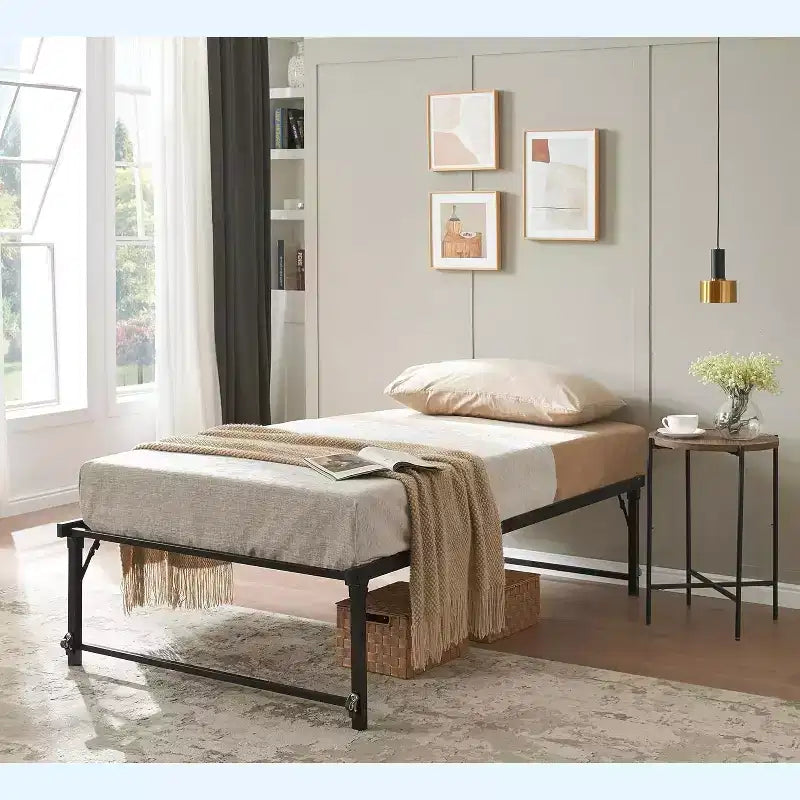 Cadre de lit gigogne escamotable en métal taille double avec roulettes de Kings Brand Furniture – Solution compacte robuste et élégante