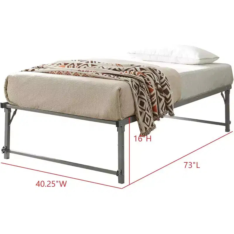 Cadre de lit gigogne escamotable en métal taille double avec roulettes de Kings Brand Furniture – Solution compacte robuste et élégante