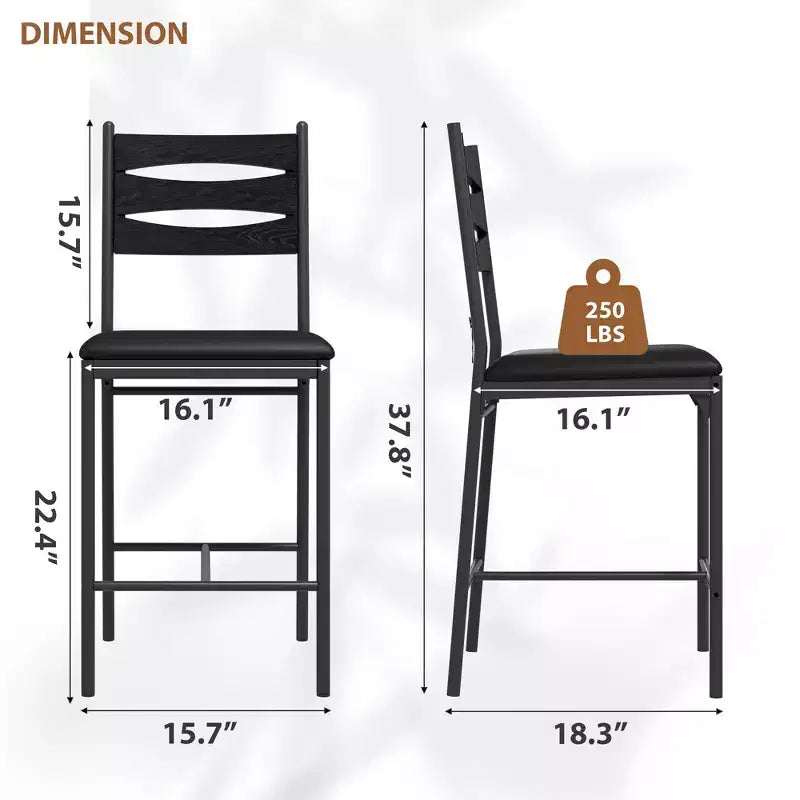Tabourets de bar lot de 2/4, chaise de bar en similicuir avec dossier, coussin épais, tabourets de bar rembourrés hauteur comptoir avec repose-pieds pour îlot de cuisine