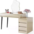 Bureau blanc Lantine avec 5 tiroirs, bureau moderne pour la maison avec tiroirs de rangement et support pour imprimante
