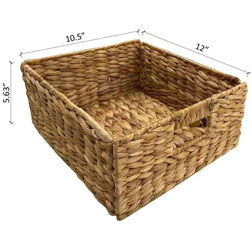 eHemco Table d'appoint/de chevet à 3 niveaux en X avec 3 paniers en jacinthe d'eau naturelle