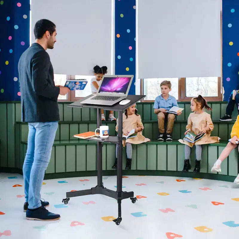 Yescom Pupitre roulant portable Bureau pour ordinateur portable mobile Lecture de présentation Bureau