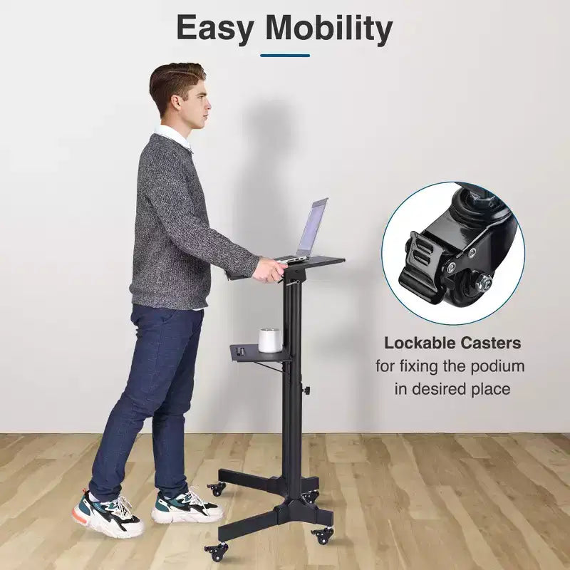 Yescom Pupitre roulant portable Bureau pour ordinateur portable mobile Lecture de présentation Bureau