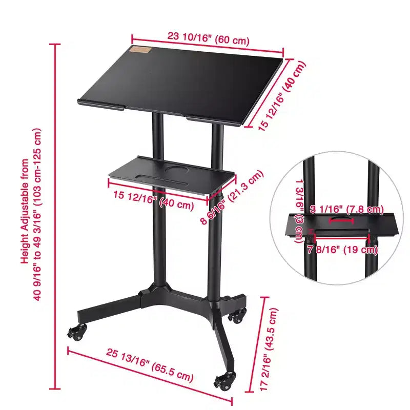 Yescom Pupitre roulant portable Bureau pour ordinateur portable mobile Lecture de présentation Bureau