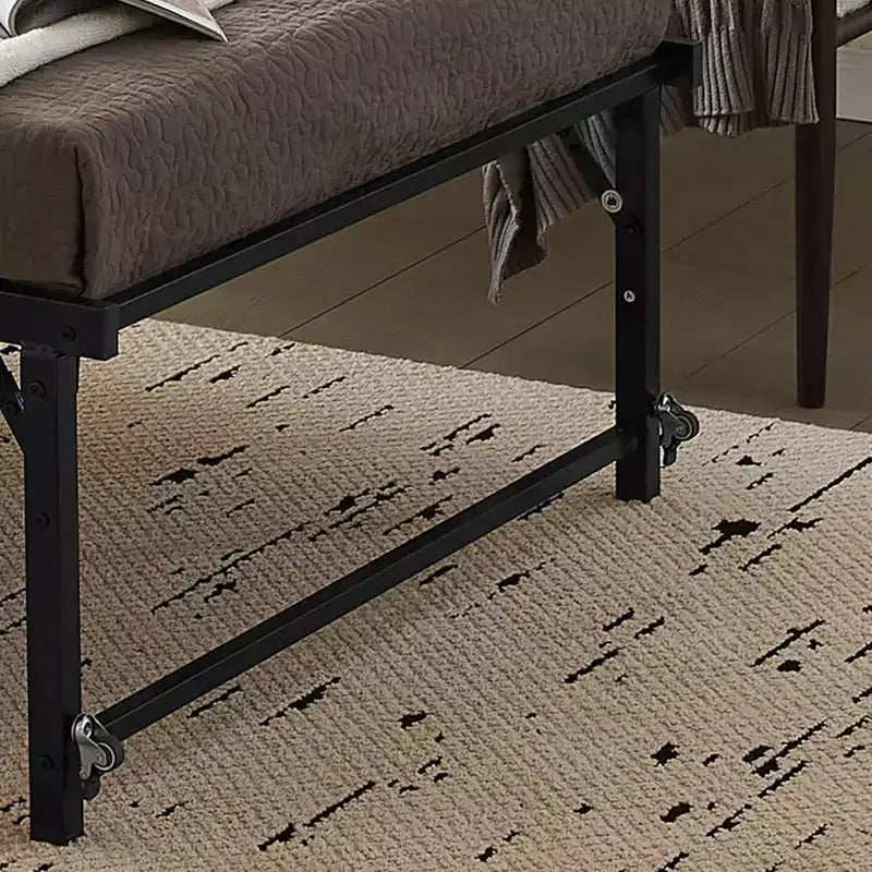 Kings Brand Furniture Cadre de Lit de Repos Moderne en Métal Taille Double avec Support de Matelas, Lit de Repos pour Salon, Chambre à Coucher, Chambre d'Invités, Bronze
