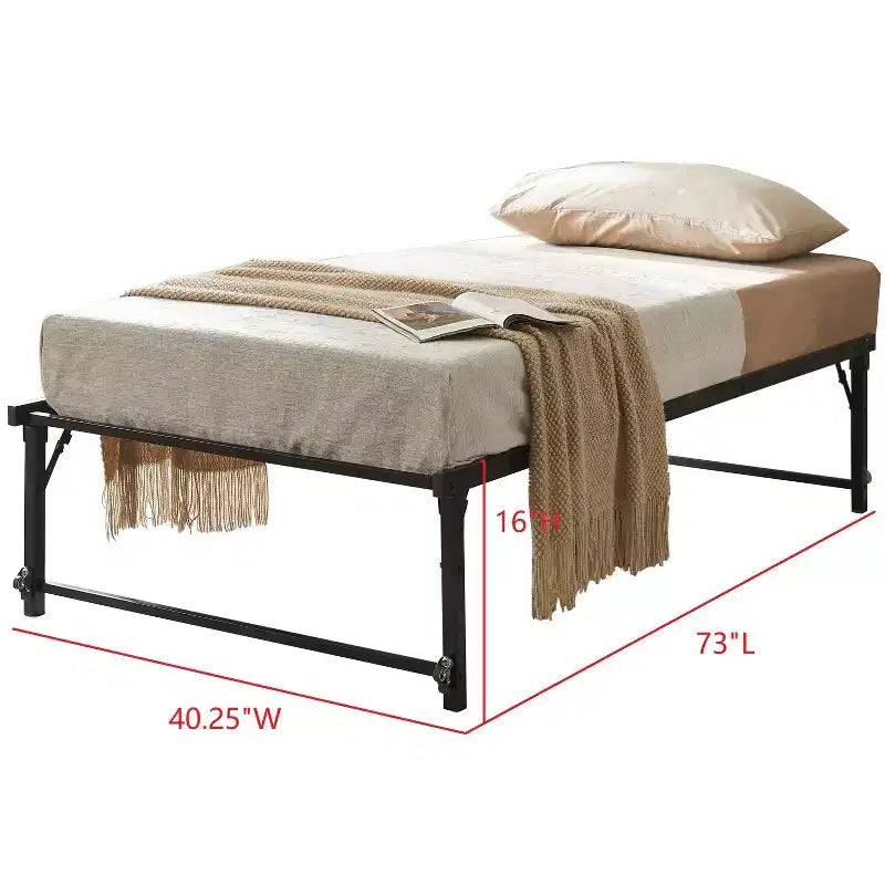 Kings Brand Furniture Cadre de Lit de Repos Moderne en Métal Taille Double avec Support de Matelas, Lit de Repos pour Salon, Chambre à Coucher, Chambre d'Invités, Bronze