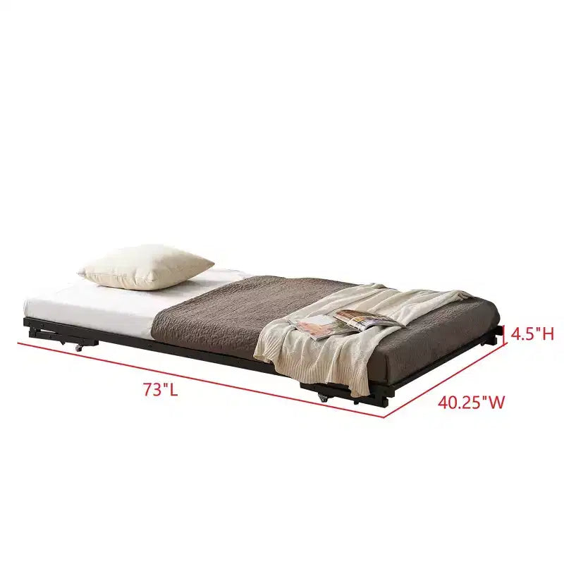 Kings Brand Furniture Cadre de Lit de Repos Moderne en Métal Taille Double avec Support de Matelas, Lit de Repos pour Salon, Chambre à Coucher, Chambre d'Invités, Bronze