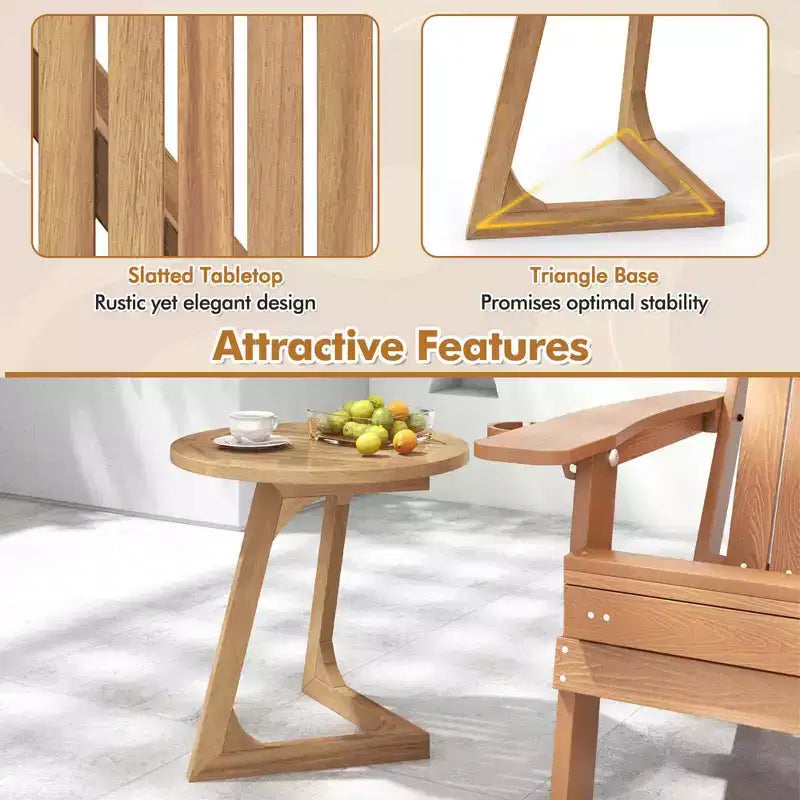 Costway Lot de 1/2 tables d'appoint rondes en bois de teck avec plateau à lattes
