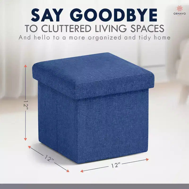 Ornavo Home Pouf de rangement pliable carré de 30,5 cm