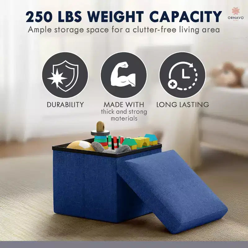 Ornavo Home Pouf de rangement pliable carré de 30,5 cm