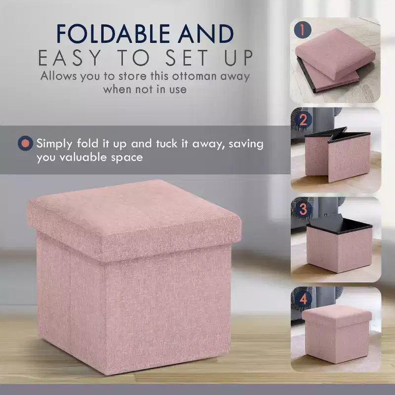Ornavo Home Pouf de rangement pliable carré de 30,5 cm