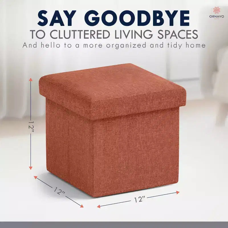 Ornavo Home Pouf de rangement pliable carré de 30,5 cm