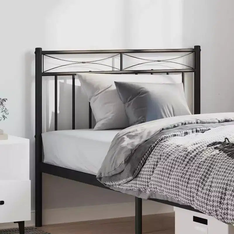 vidaXL Tête de lit en métal, Tête de lit en acier pour lit, Noir, Jumeau
