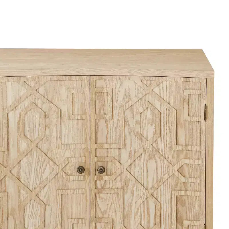 Christopher Knight Home Sonja Buffet d'appoint contemporain à motif géométrique avec étagères réglables et portes