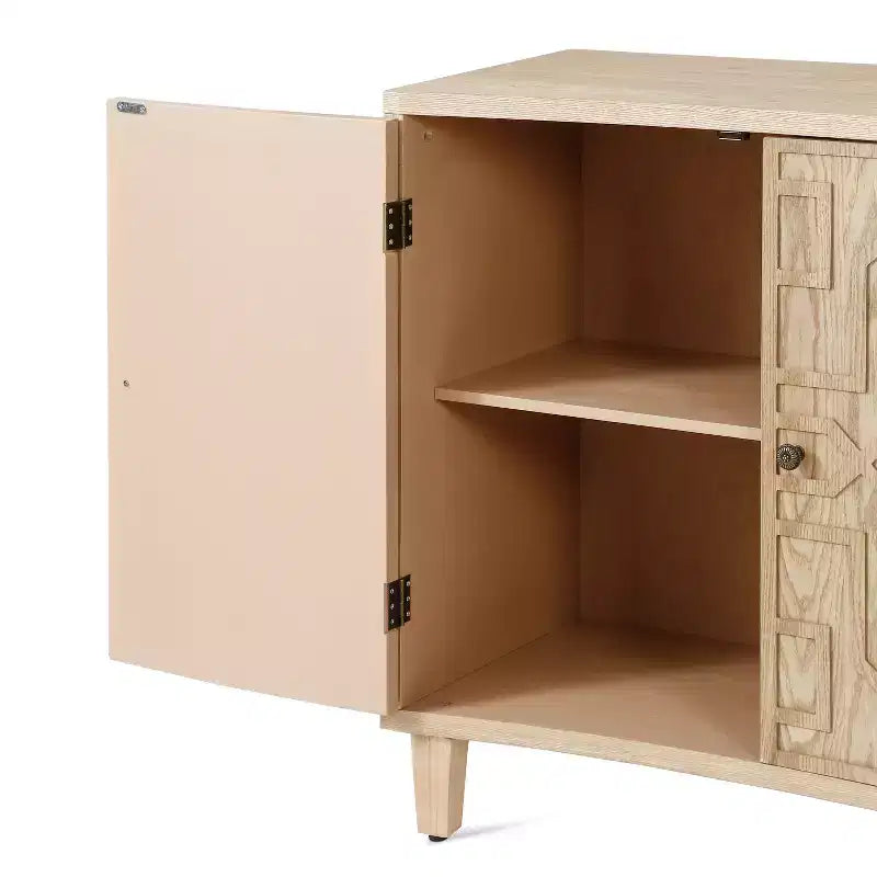 Christopher Knight Home Sonja Buffet d'appoint contemporain à motif géométrique avec étagères réglables et portes