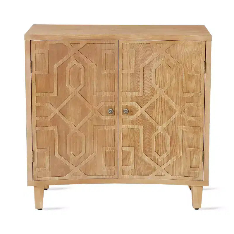Christopher Knight Home Sonja Buffet d'appoint contemporain à motif géométrique avec étagères réglables et portes