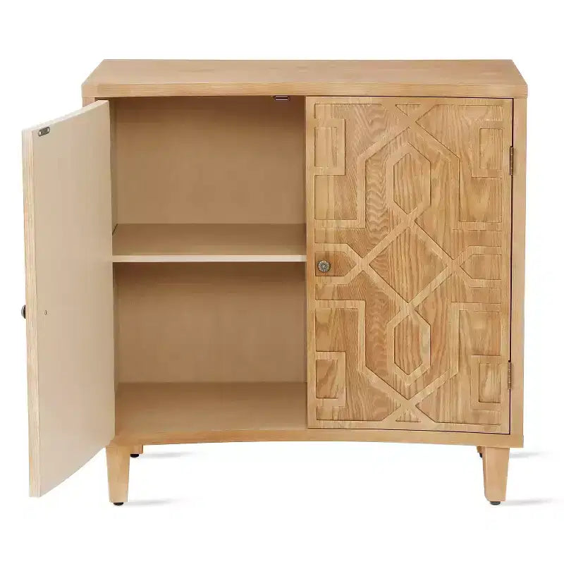 Christopher Knight Home Sonja Buffet d'appoint contemporain à motif géométrique avec étagères réglables et portes