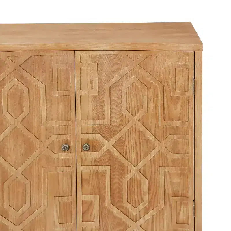 Christopher Knight Home Sonja Buffet d'appoint contemporain à motif géométrique avec étagères réglables et portes