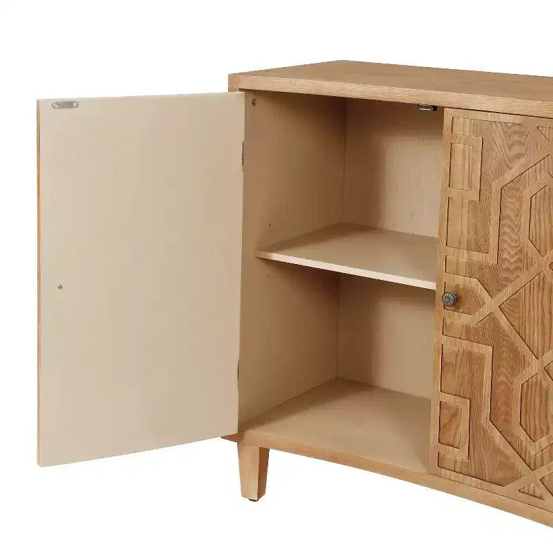 Christopher Knight Home Sonja Buffet d'appoint contemporain à motif géométrique avec étagères réglables et portes