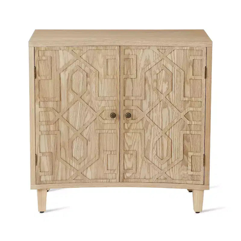 Christopher Knight Home Sonja Buffet d'appoint contemporain à motif géométrique avec étagères réglables et portes