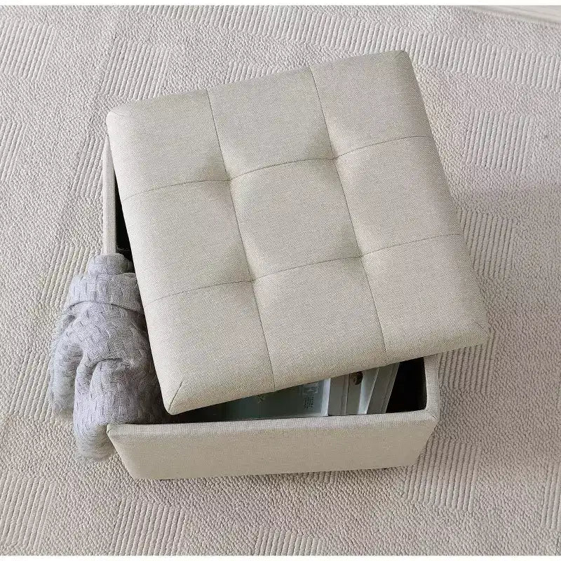 Ornavo Home Linge de Maison Pouf carré de rangement touffeté – 38 cm